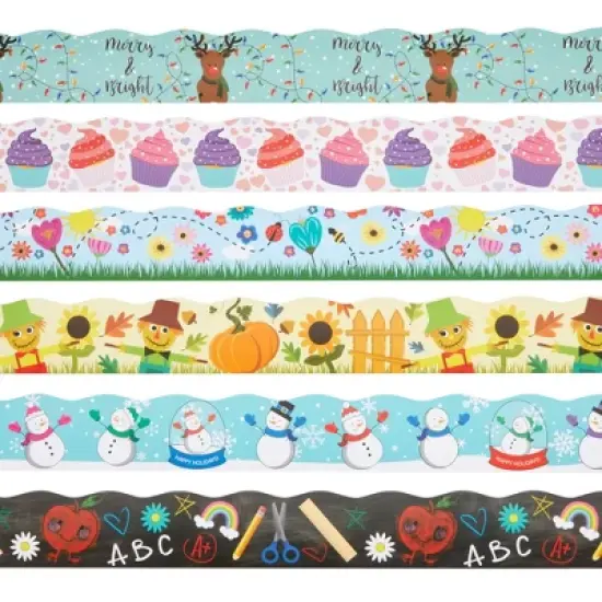 Bright Creations 6 Rolls 234 Feet Holiday Scalloped Bulletin Board Borders Strips for Classroom, Whiteboard Chalkboard School Decorations, 78 3 Foot image {8}