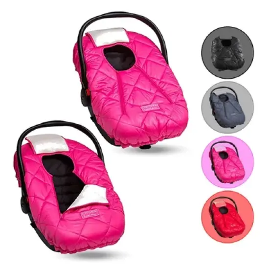CozyBaby Premium Baby and Infant Insulated Polar Fleece Car Seat Cover with Dual Zippers, Elastic Edge, and Pull Over Flap, Pink image {3}