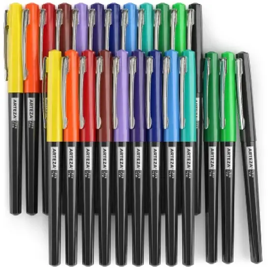 Arteza Permanent Markers Set, Rainbow, Ultra Fine Nib, 12 Assorted Colors- 24 Pack image {1}