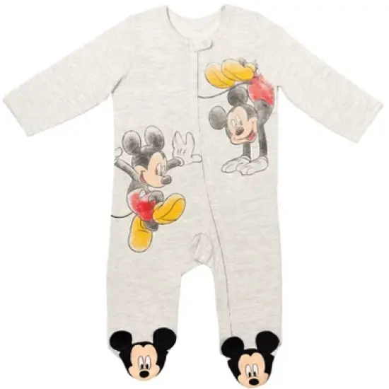 Disney Mickey Mouse Footed Baby 2 Pack Zip Up Sleep N' Play Coveralls Newborn to Infant image {1}