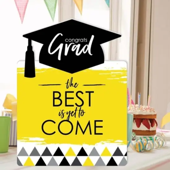 Big Dot of Happiness Yellow Grad - Best is Yet to Come - Grad Congratulations Giant Greeting Card - Big Shaped Jumborific Card image {1}