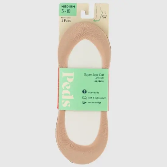 Peds Women's 2pk V-Neck Super Low Liner Socks - Nude/Tan 5-10 image {1}