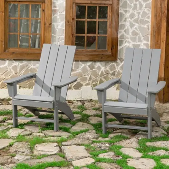 GARPROVM Cozy HDPE Adirondack Chair Weather-Resistant Outdoor Patio Chair image {8}