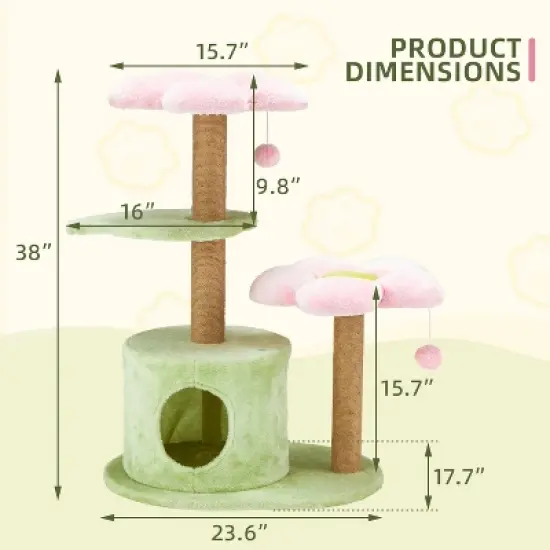 EROMMY Cat Tree,Cat Tower for Indoor Cats, Green image {3}