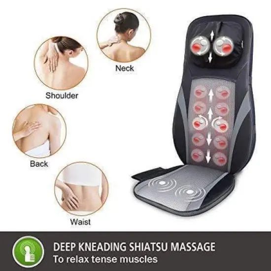 Snailax Shiatsu Back Massager with Heat - Deep Kneading Massage Chair Pad image {1}