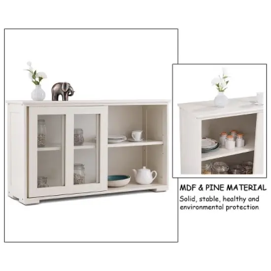 Costway Kitchen Storage Cabinet Sideboard Buffet Cupboard w/ Sliding Door image {6}