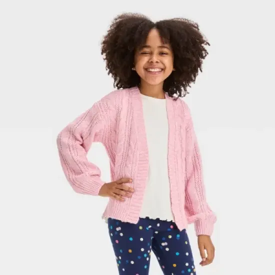 Girls' Cable Knit Short Open Layering Cardigan - Cat & Jack&trade; image {4}
