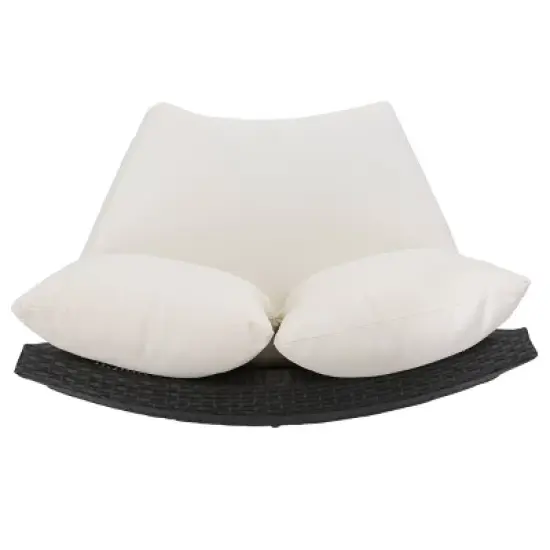 Christopher Knight Home 2pc Newton Wicker Outdoor Patio Curved Loveseat Sectional with Cushions Gray/White image {5}