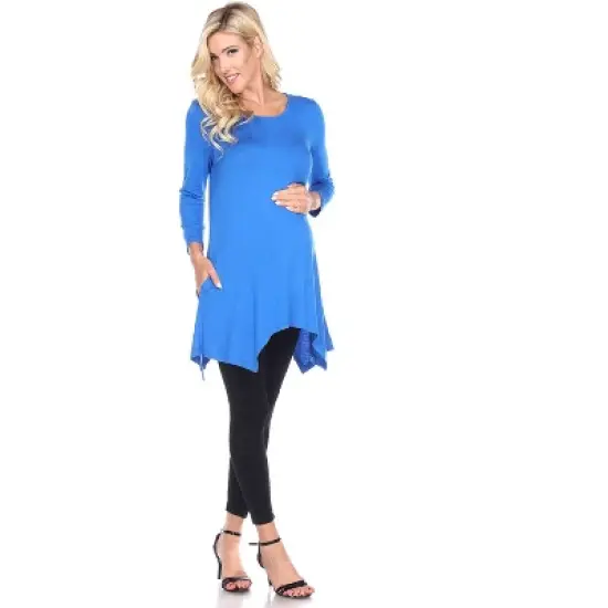 Maternity 3/4 Sleeve Kayla Tunic with Pockets - White Mark image {10}