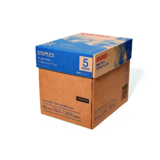 Staples 8.5" x 11" Multipurpose Paper 22 lbs. 98 Brightness 2500/Carton 16345-US image {1}
