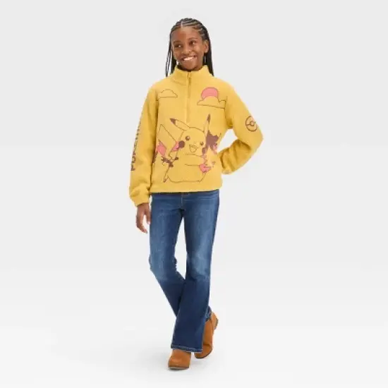 Girls' Pokemon Pikachu Zip-Up Pullover Sweatshirt - Yellow image {2}