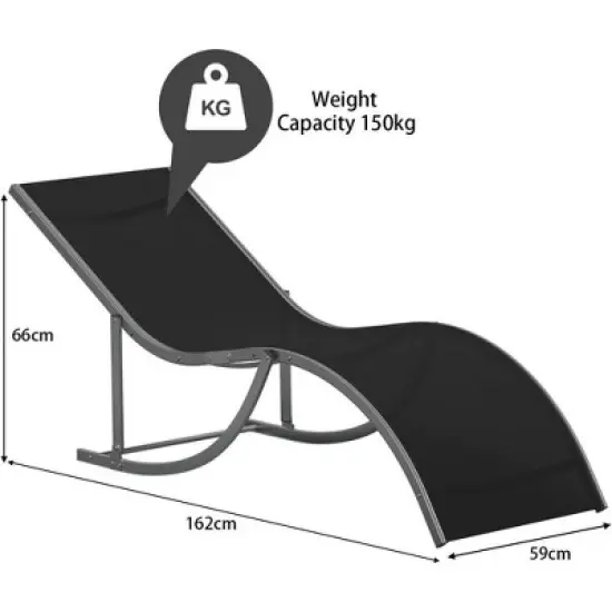 S-shaped Aluminum Recliner Set (2 pieces), 400 Pounds Load-bearing, Textilene Fabric, Waterproof and Breathable, for Outdoor Leisure,Gray image {1}