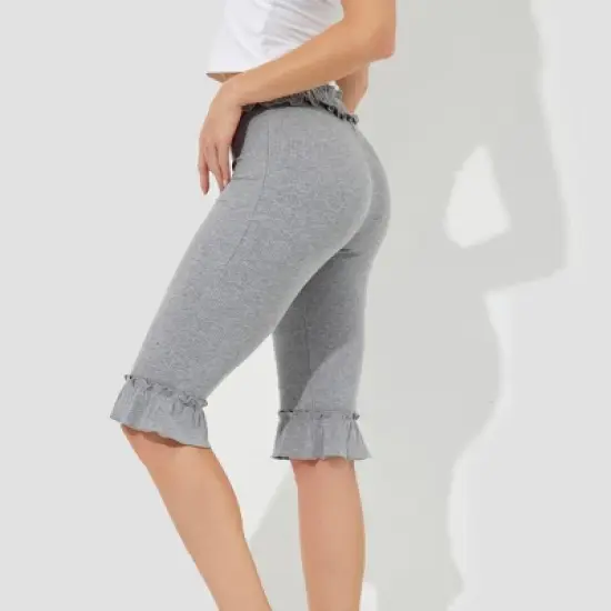 Women's High-Rise Ruffle Slim Leg Capri Tights - Wild Fable&trade; Heather Gray image {3}