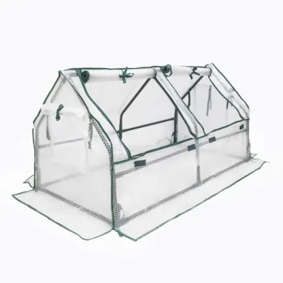 Garden Elements Indoor/Outdoor Metal Frame, Plastic Covered Angled Tunnel Greenhouse, White, Mini, 47&rdquo; image {6}