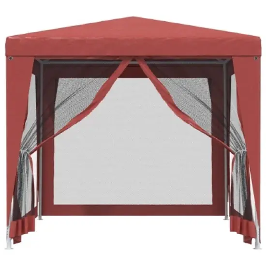 vidaXL Durable Party Tent with UV-Resistant Roof and 4 Mesh Sidewalls, Heavy-Duty Iron Frame - Red - High-Density Polyethylene (HDPE) Material image {2}