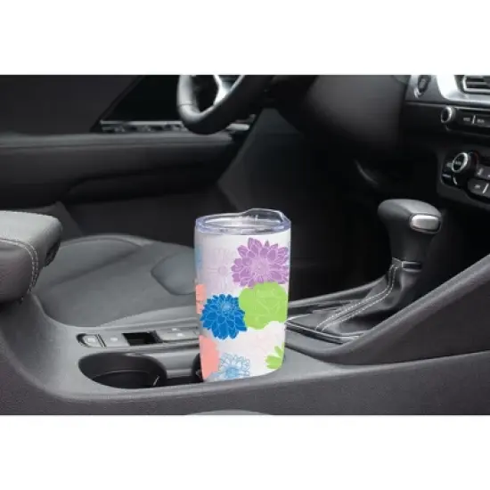 Elanze Designs Daisy Dahlia Rose Bright & Bold Flowers Wrap-Around Design 20 Ounce Stainless Steel On-The-Go Coffee Mug, Thermal Travel Tumbler with image {2}