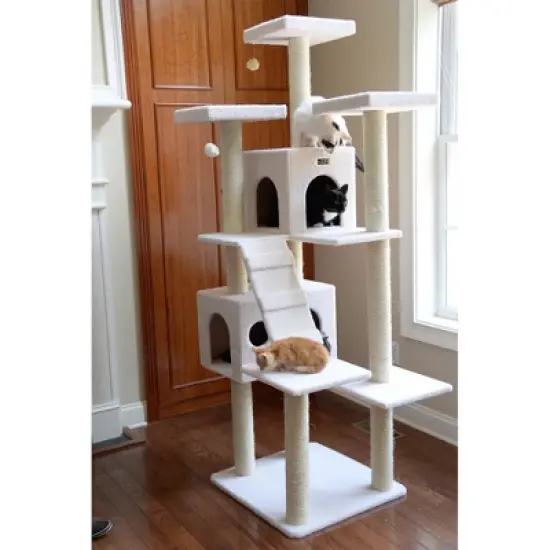 Armarkat B7701 Classic Real Wood Cat Tree In Ivory, Jackson Galaxy Approved, Multi Levels With Ramp, Three Perches, Two Condos image {4}