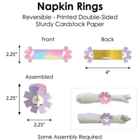 Big Dot of Happiness Rainbow Unicorn - Magical Unicorn Baby Shower or Birthday Party Paper Charger & Table Decorations Chargerific Kit for 8 image {5}