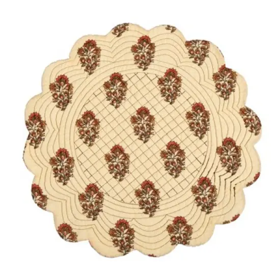 C&F Home Dorothy Autumnal Brown Quilted Scalloped Paisley Floral Accents Placemats Set of 6, 17" image {3}