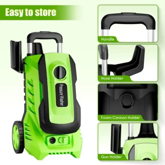 SUGIFT 3300PSI Electric Pressure Washer 2.0GPM Max, Green image {5}