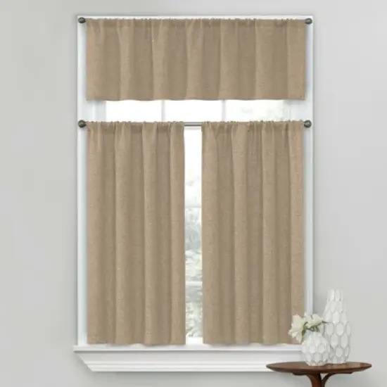 Kate Aurora Complete Textured 3 Piece Cafe Kitchen Curtain Tier & Valance Set image {9}