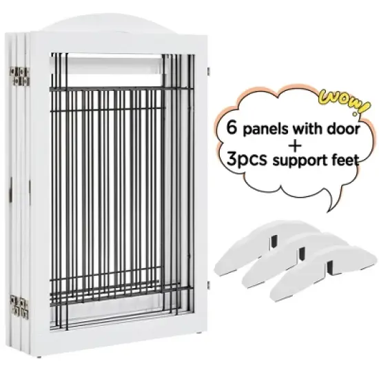 Yaheetech 32&Prime; H Pet Gate with Wood and Wire for Doorway image {4}