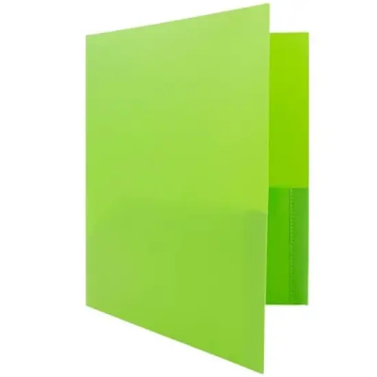 JAM 6pk POP 2 Pocket School Presentation Plastic Folders Lime Green image {3}