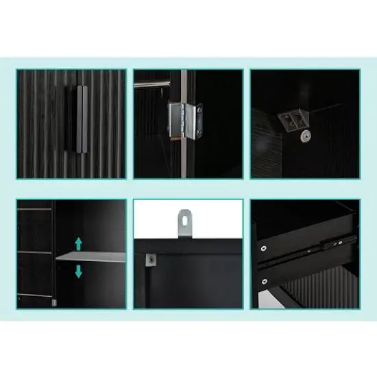 Bella Depot 72" Fluted Kitchen Pantry Cabinet with 2 Drawers & 8-Door Spice Rack, Freestanding Storage Organizer for Bathroom, Dining Room, Entryway image {8}