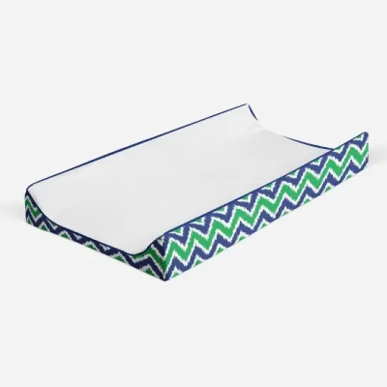 Bacati - MixNMatch Blue/Green White Changing Pad Cover image {6}