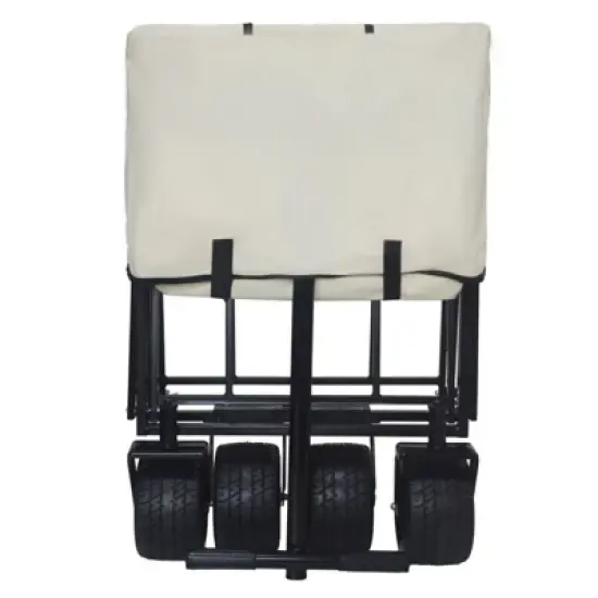 RISOKEYS Collapsible Wagon Cart,with 360&deg; Rotating Rear Wheels & All-Terrain Tires, 300LB Capacity for Camping,Beach,Outdoor,Beige image {10}