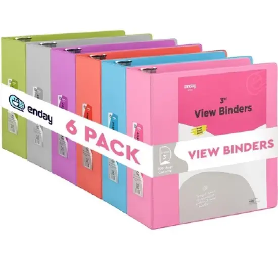 Enday 3-Ring View Binder With 2-Pockets - Multicolor 6 pack image {11}