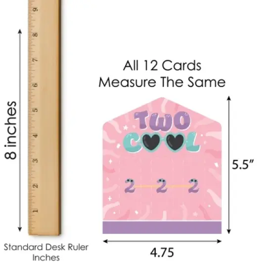 Big Dot of Happiness Two Cool - Girl - Pastel 2nd Birthday Party Game Pickle Cards - Pull Tabs 3-in-a-Row - Set of 12 image {5}