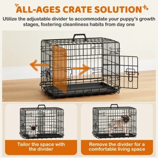 Yaheetech Metal Dog Crate for Small to Medium-Sized Dogs, Black image {4}