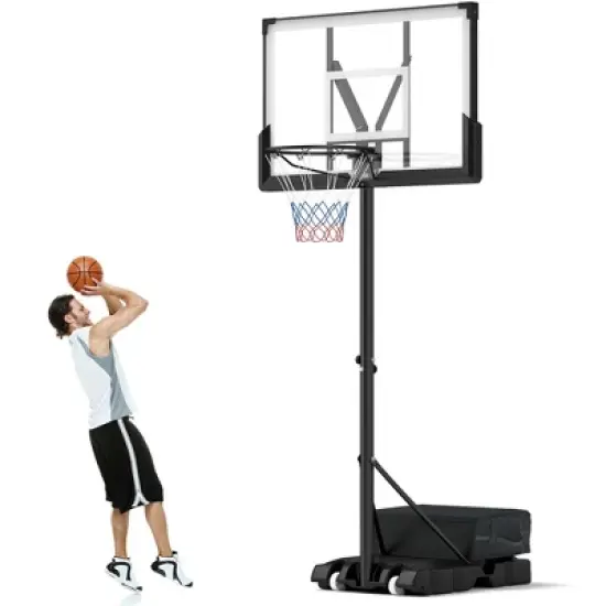 Costway Basketball Hoop Outdoor System with 45 Inch Shatterproof PC Backboard Wheels image {10}