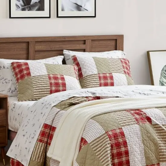 Eddie Bauer Camano Island Plaid Cotton Quilt Set - Red image {2}