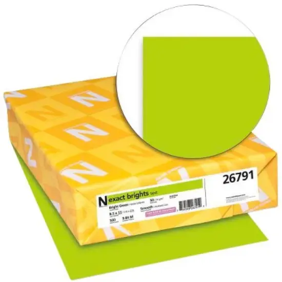 Exact Color Copy Paper, 8-1/2 x 11 Inches, 20 lb, Bright Green, 500 Sheets image {1}