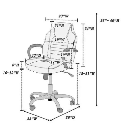 APRILSOUL Gaming Office Chair Black Faux Leather 1pc Chairs Casters Plush Padded Chair w Arms Comfortable Modern Stylish image {8}