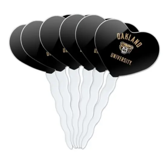 Oakland Golden Grizzlies Heart Love Cupcake Picks Toppers Decoration Set of 6 image {7}