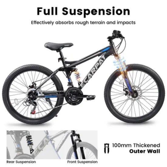 Zeus & Ruta 27.5" Full Suspension Mountain Bike with 21-Speed Shifter, Dual Shock Absorbers, Mechanical Disc Brakes image {5}