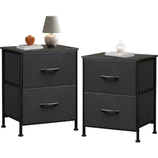 GALAXHERO Nightstand Set of 2, 2 Drawer Dresser for Bedroom, Bedside Furniture, Night Stand, End Table with Fabric Bins for Bedroom, Closet image {6}