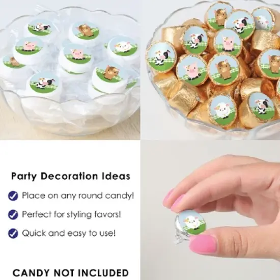 Big Dot of Happiness Girl Farm Animals - Pink Barnyard Baby Shower or Birthday Party Small Round Candy Stickers - Party Favor Labels - 324 Count image {4}