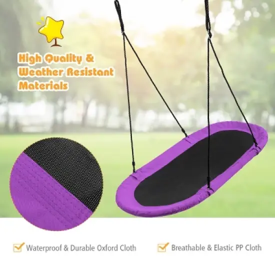 Infans 60" Saucer Tree Swing Surf Outdoor Adjustable Kids Giant Oval Platform Purple image {4}