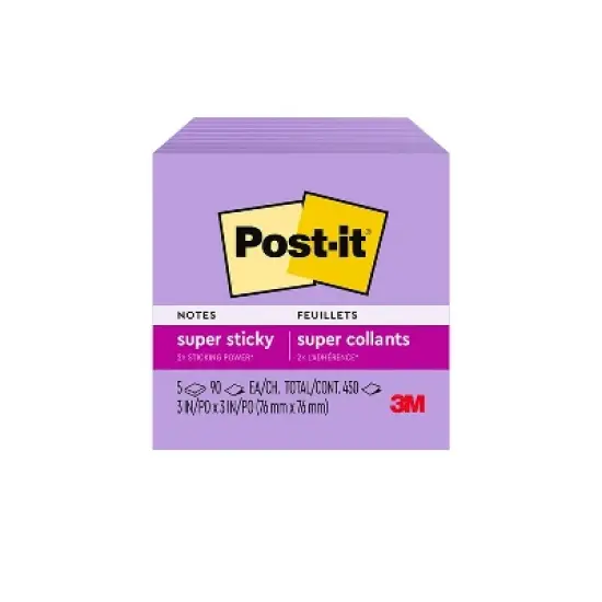 Post-it Super Sticky Notes 3" x 3" Iris 90 Sheets/Pad 108640 image {8}