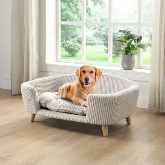 Christopher Knight Home Floyd Modern Upholstered Dog Bed for Small Dog with Rubberwood Legs image {9}