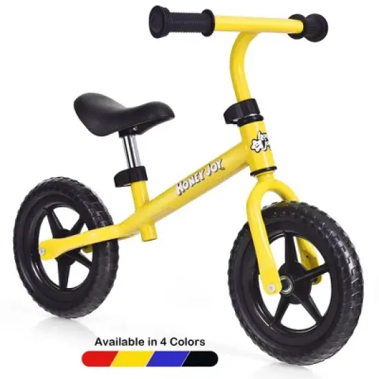 HoneyJoy Kids Balance Bike No Pedal Training Bicycle w/Adjustable Handlebar & Seat Yellow\Black\Blue\Red image {12}