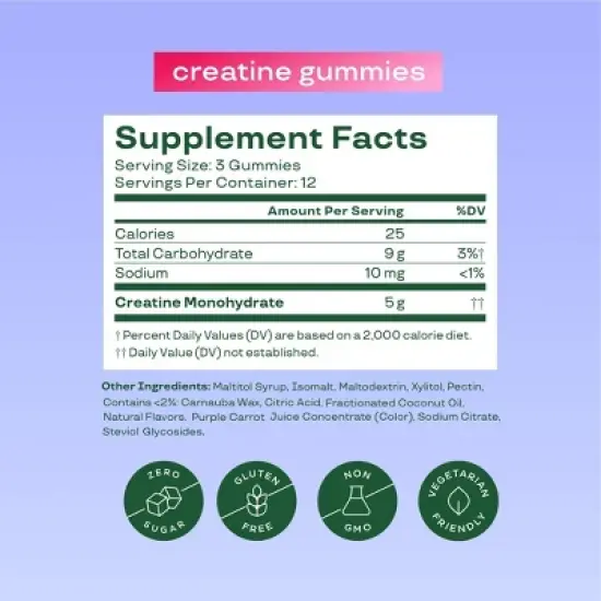 BLOOM NUTRITION Creatine Monohydrate Gummies - Berry Boost - 12ct image {3}