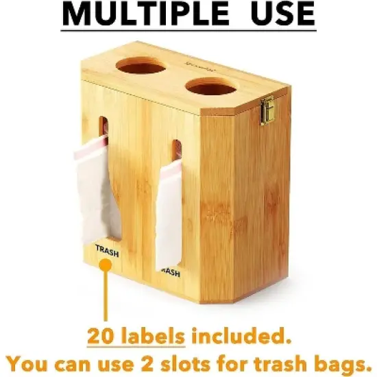 Trash Bag Dispenser & Grocery Bag Holder for Kitchen Organization (Bamboo)-SpaceAid&reg; image {6}