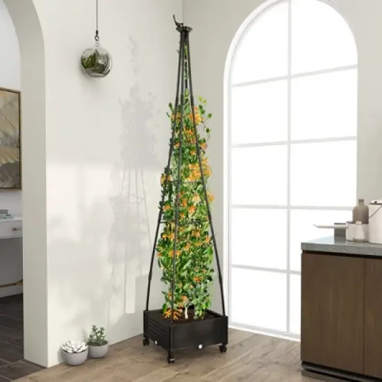 Tangkula 2PCS 81" Garden Obelisk Trellis for Climbing Plants Tall Plant Support w/ Wheels image {3}