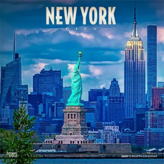 BrownTrout New York City 2026 12"x24" Hanging Square Wall Calendar Plastic-Free image {9}