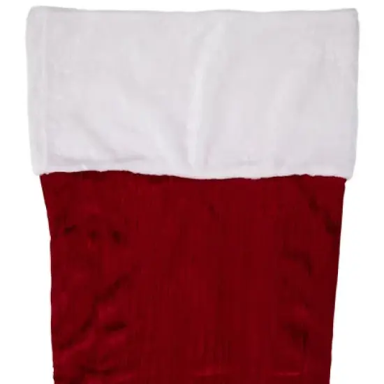 Northlight 50" Red and White Jumbo Velveteen Christmas Stocking image {5}